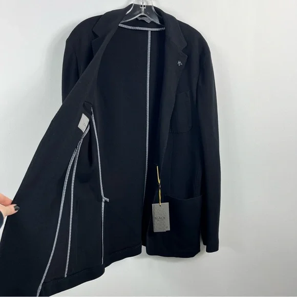 Canali Travel Knit Solid Black Sportcoat Suit Jacket Blazer Size 42 NWT